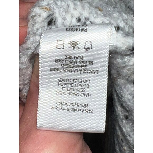 New Bishop + Young SOFT Speckled Gray Knit Poncho Sweater Turtleneck Small - Picture 5 of 11